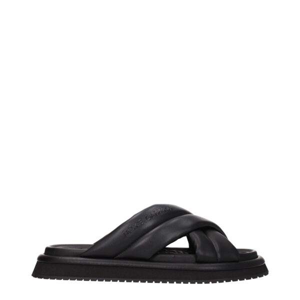 Black Leather Slippers