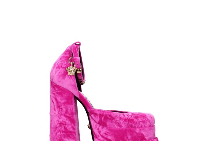Pink Velvet Platform Sandals