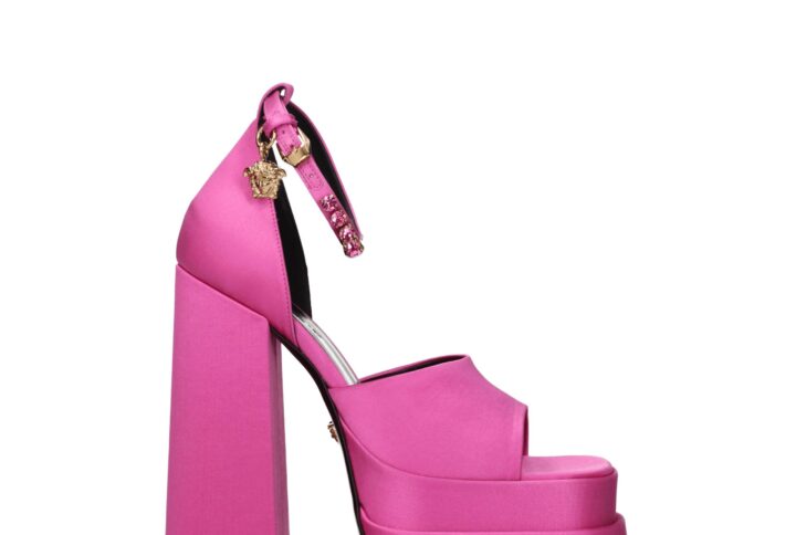 Pink Satin Platform Sandals