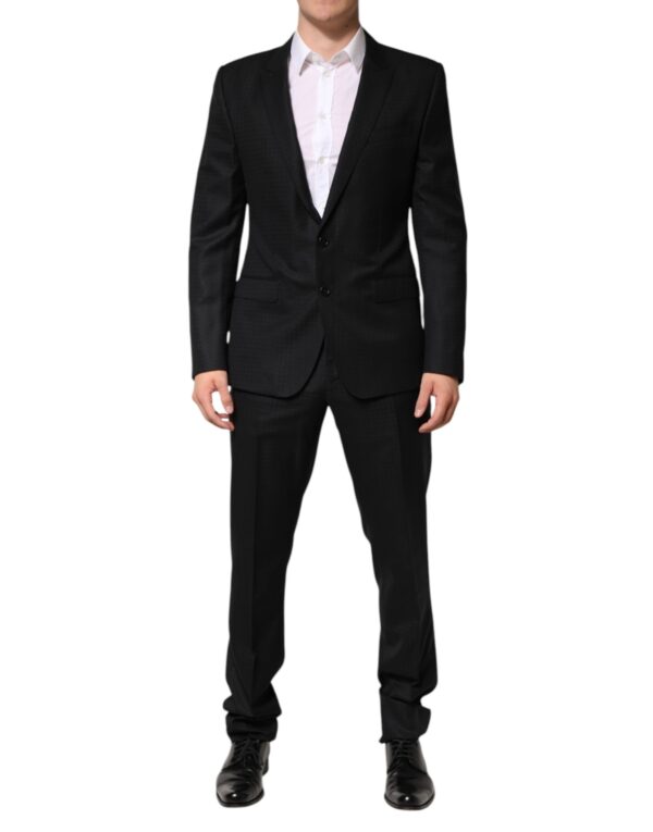 Dark Gray Jacquard Single Breasted 2 Piece Suit