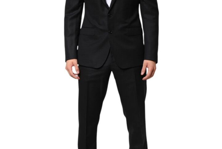 Dark Gray Jacquard Single Breasted 2 Piece Suit