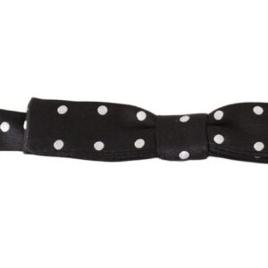 Black 100% Silk Polka Dot Adjustable Neck Bow Tie