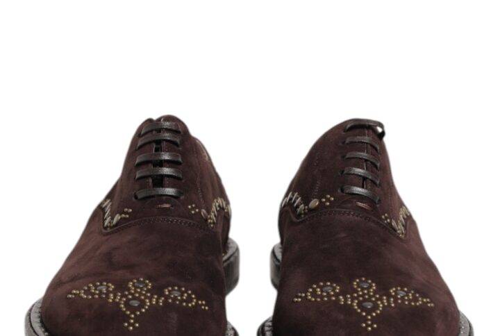 Brown Velvet Lace Up Oxford Dress Shoes