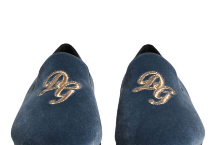 Blue Velvet DG Logo Loafers Formal Shoes