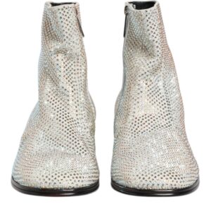 White Strass DG Logo Heels Ankle Boots Shoes