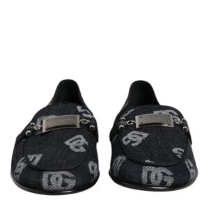 Blue Logo Cotton Loafers Formal Dress Shoes
