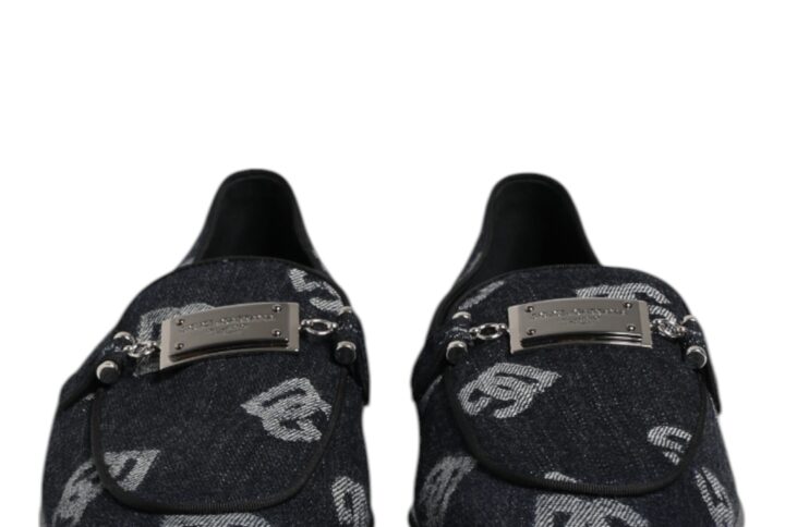 Blue Logo Cotton Loafers Formal Dress Shoes | Jag Couture London – New York