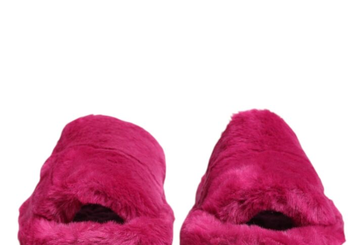 Pink Acrylic Faux Fur Mens Flats Sandals Shoes | Jag Couture London – New York