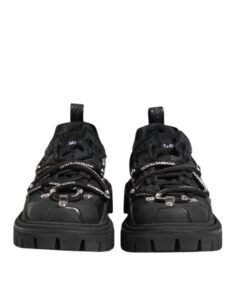 Black Low Top Lace Up Trekking Sneakers Shoes