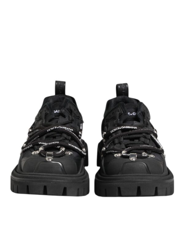 Black Low Top Lace Up Trekking Sneakers Shoes