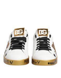 White Gold Crystal Portofino Sneakers Shoes