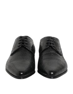 Black Exotic Leather Lace Up Derby Shoes