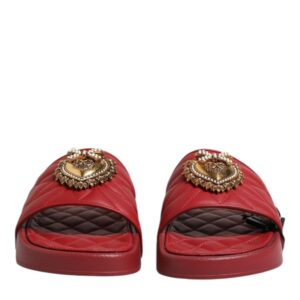 Red Devotion Matelassé Leather Slides Shoes