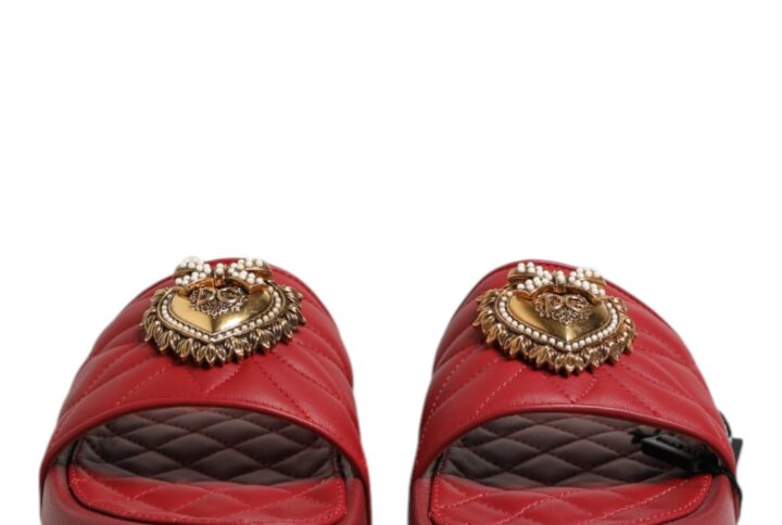 Red Devotion Matelassé Leather Slides Shoes