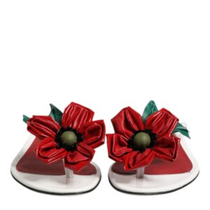 Red White KEIRA Flower Leather Sandals Shoes