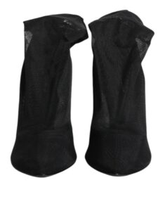 Black Silk Stretch Mesh Sock Boots Shoes