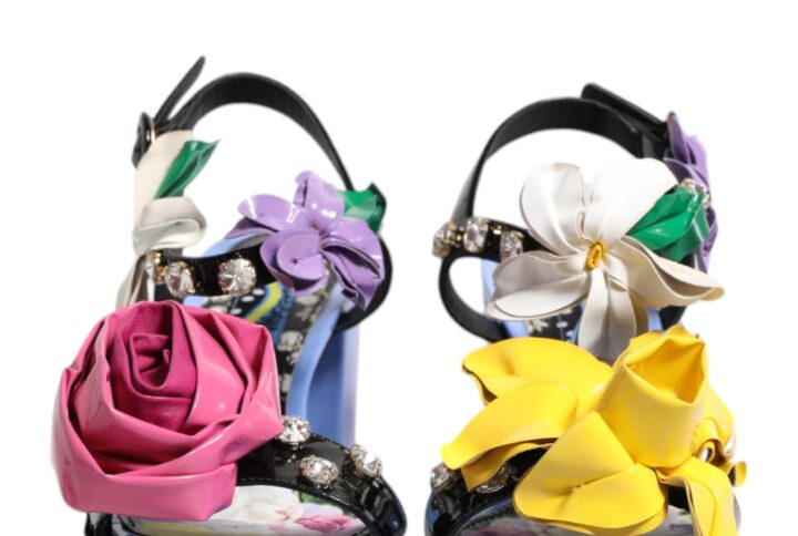 Multicolor Floral Crystal KEIRA Sandals Shoes | Jag Couture London – New York