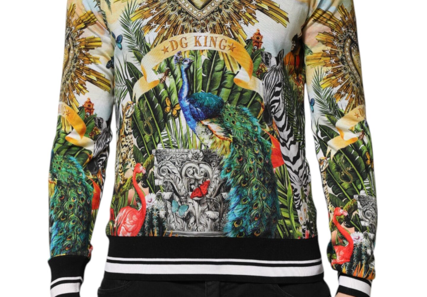 Tropical Heart Crown Silk Pullover Sweater