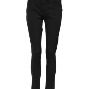 Black Cotton Skinny Mid Waist Denim Jeans