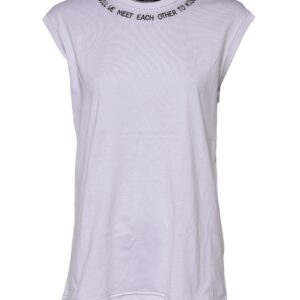 White Cotton Sleeveless Printed Tank T-shirt