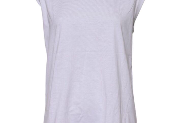 White Cotton Sleeveless Printed Tank T-shirt