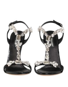 Black Keira Crystals Heels Sandals Shoes