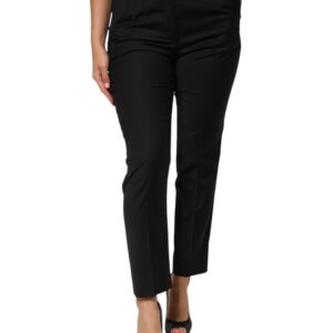 Black Polyester Tapered Women Trouser Pants
