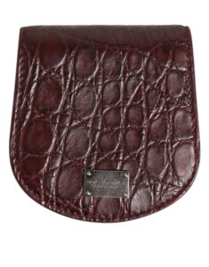 Burgundy Exotic Skin Coin Condom Case Holder Pocket Wallet