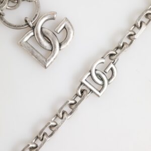 Silver Tone Brass DG Logo Detailing Chain Men Necklace