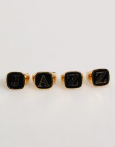 Gold Tone Brass JAZZ Letter Set 4 Pieces Adjustable Ring