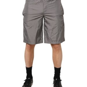 Light Gray Nylon Elastic Waist Shorts Swimwear
