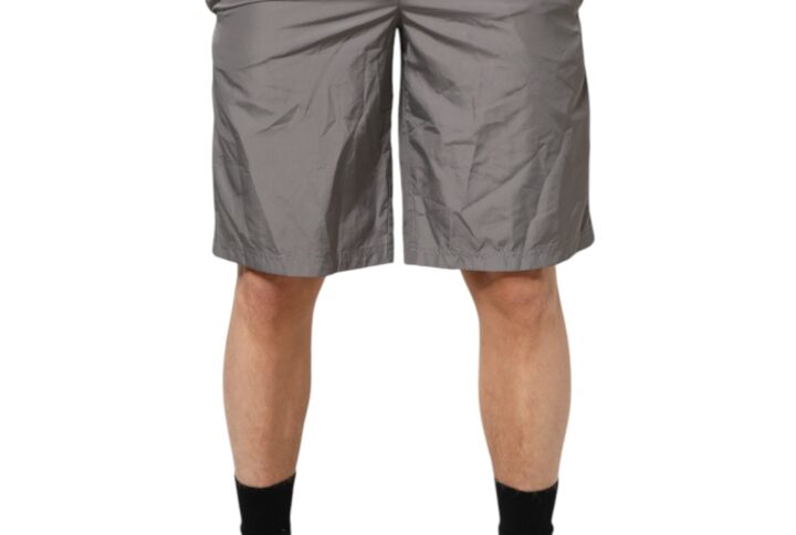 Light Gray Nylon Elastic Waist Shorts Swimwear
