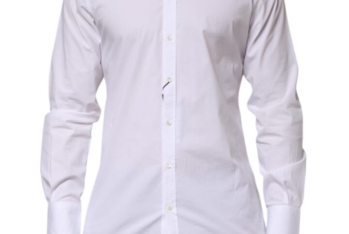 White Cotton GOLD Long Sleeves Formal Men Shirt | Jag Couture London – New York