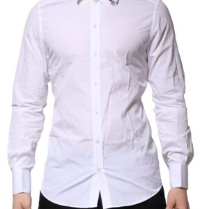 White Cotton GOLD Long Sleeves Formal Shirt