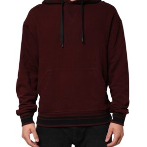 Burgundy Cotton Plaid Lined Men Hoodie Sweater