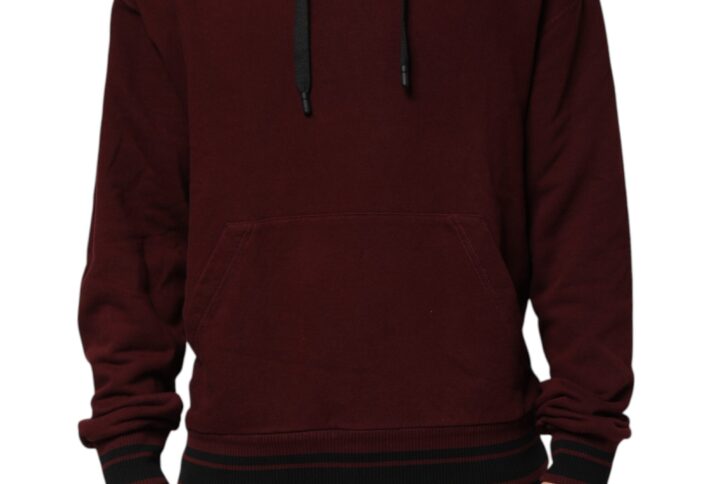 Burgundy Cotton Plaid Lined Men Hoodie Sweater