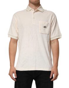 Ivory Cotton Terry Logo Pocket Polo T-shirt
