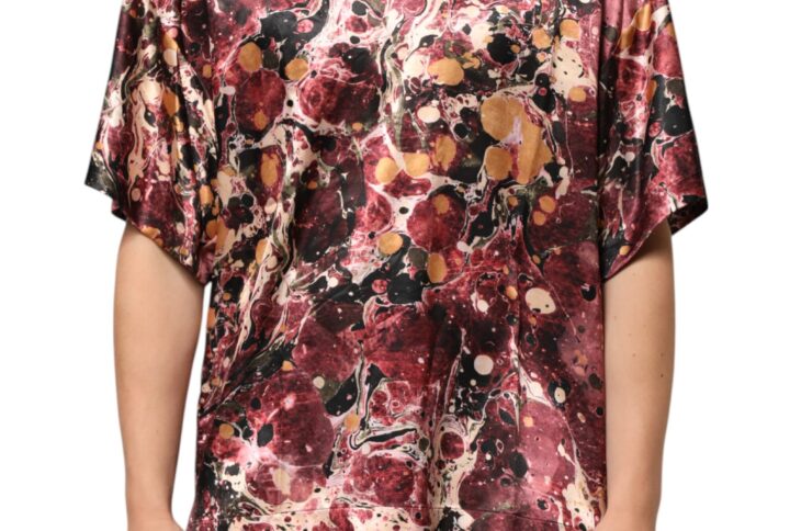 Multicolor Polyester Marble Print Oversize T-shirt