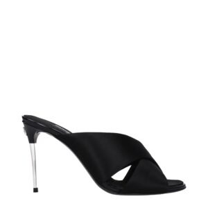 Black Satin Stiletto Heel Sandals - Jag Couture London