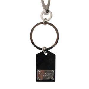 Black Sint Glass Plaque DG Logo Metal PlateKeychain Keyring - Jag Couture London