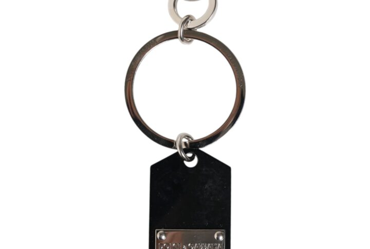 Black Sint Glass Plaque DG Logo Metal PlateKeychain Keyring