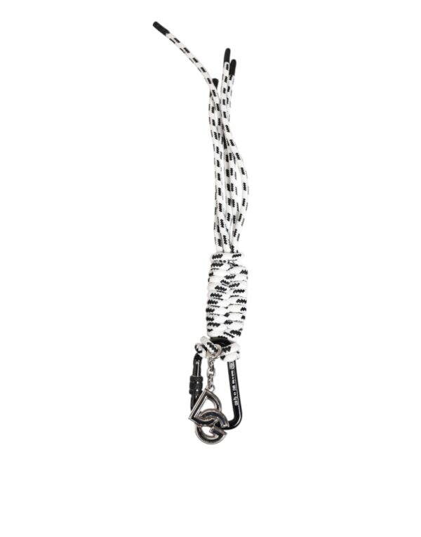 Black White Polyester Tape String DG Logo Keychain Keyring