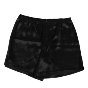Black Silk Satin Elastic Men Boxer Short Swimwear