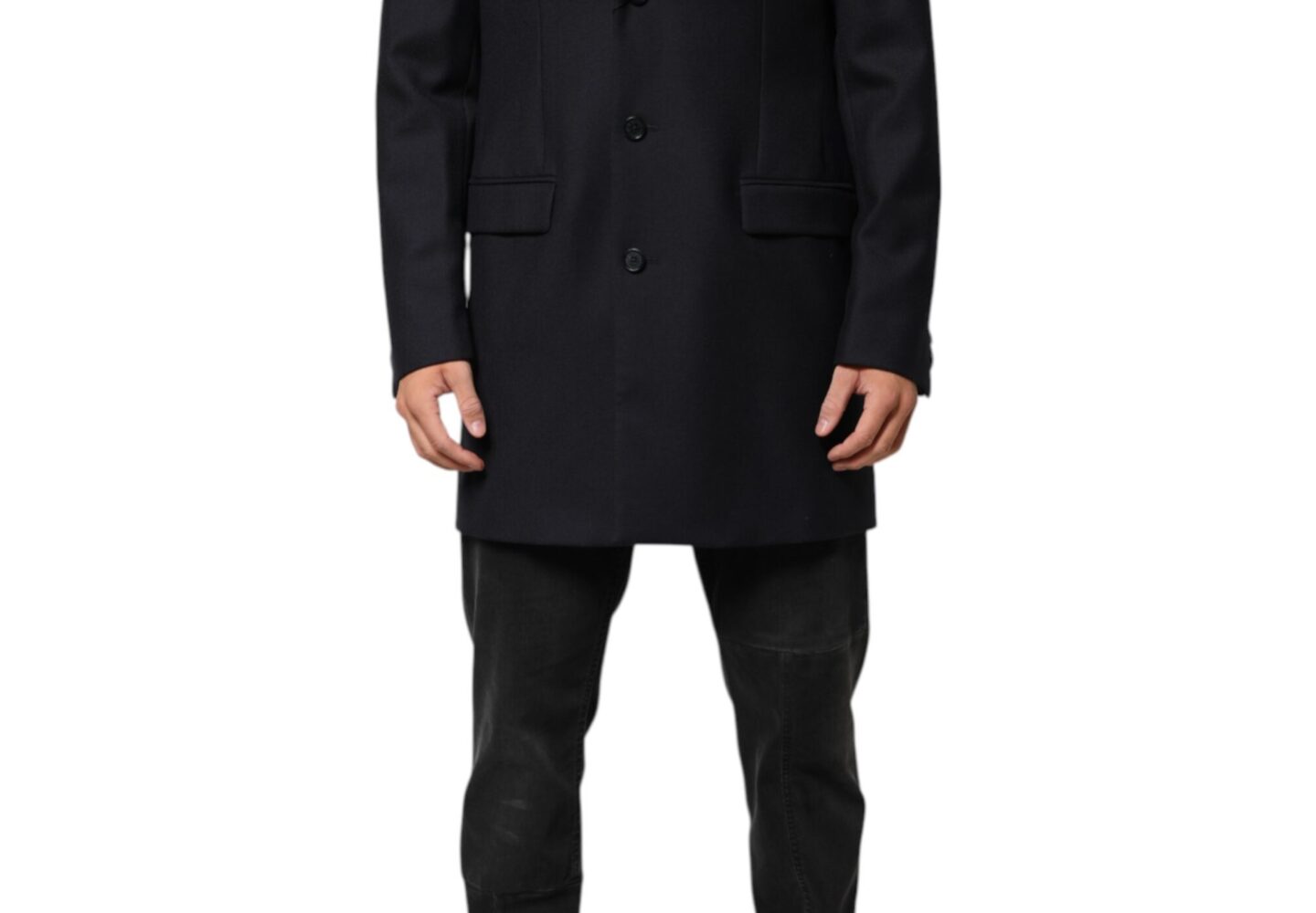 Dark Blue Wool Men Jacket Coat Blazer Suit