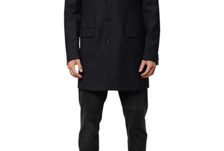 Dark Blue Wool Men Jacket Coat Blazer Suit