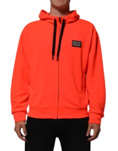 Red Fluorescent Polyester Logo Patch Hoodie Sweater