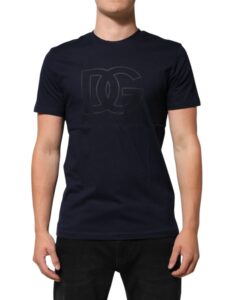 Dark Blue Cotton DG Logo Print Men’s Top T-shirt