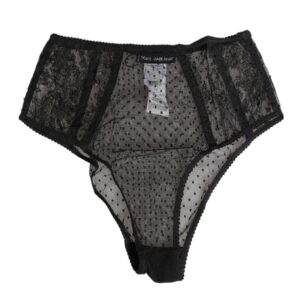 Black Lace Polka Dot Mesh High Waist Underwear