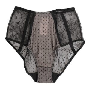 Black Sheer Polka Dot Lace High Waist Underwear