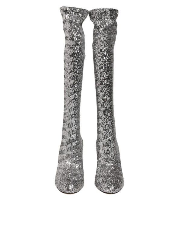 Shoes Silver Sequins Glitter High Heel Boot Shoes